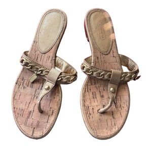 Coach Sandals Thong tan Leather Gold Hardware - Womens Size 8